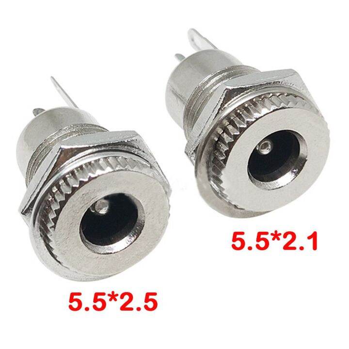 10pcs-dc099-5-5-mm-x-2-1mm-2-5mm-5a-30v-high-current-dc-power-jack-socket-female-panel-mount-connector-metal-5-5-2-1-5-5-2-5-wires-leads-adapters