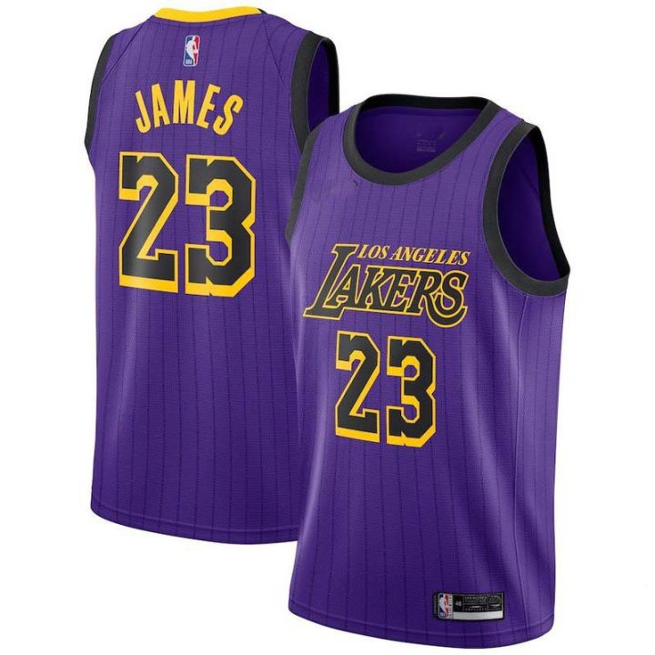 เสื้อกีฬาแขนสั้น-ลายทีม-nba-lakers-jersey-23james-เสื้อกีฬาบาสเก็ตบอล-jersey