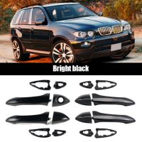 2Pair Outside Exterior Door Handle Kit Front or Rear Left &amp; Right Bright Black for BMW X5 E53 2000-2006