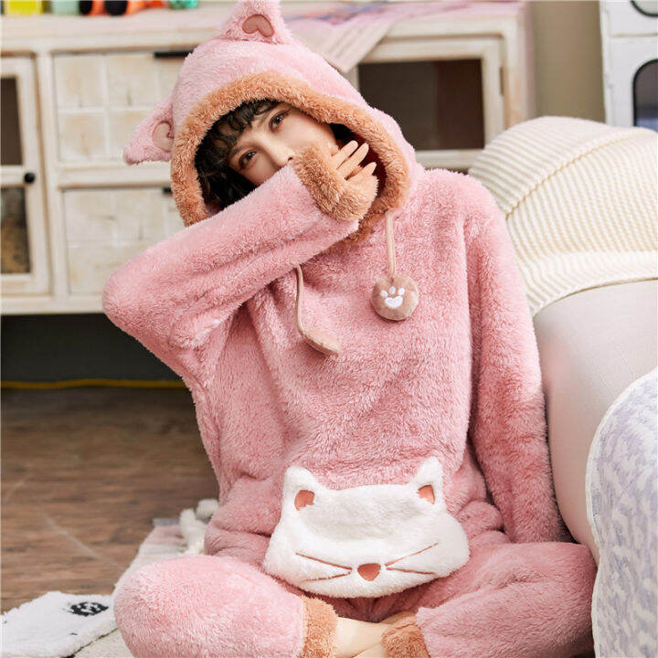 winter-pyjamas-women-animal-panda-rabbit-pajamas-set-flannel-warm-sleepwear-homewear-mujer-pijama-anime-costume-clothes-set