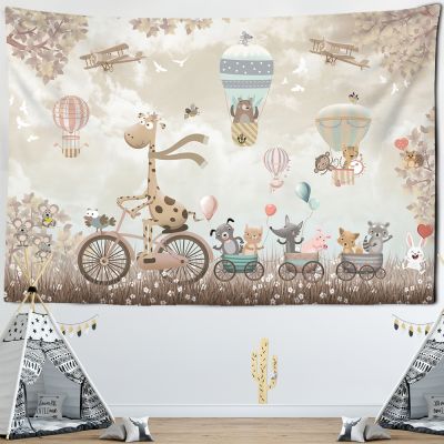 【CW】○  Cartoon Animals Tapestry Wall Hanging Kawaii Children Room