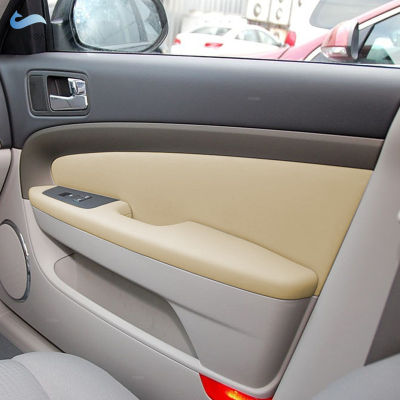 อุปกรณ์เสริมในรถยนต์ไมโครไฟเบอร์หนังภายในประตูยามแผงปกสติ๊กเกอร์ตัด4ชิ้นสีเบจสำหรับเชฟโรเลต Epica 2007 - 2013