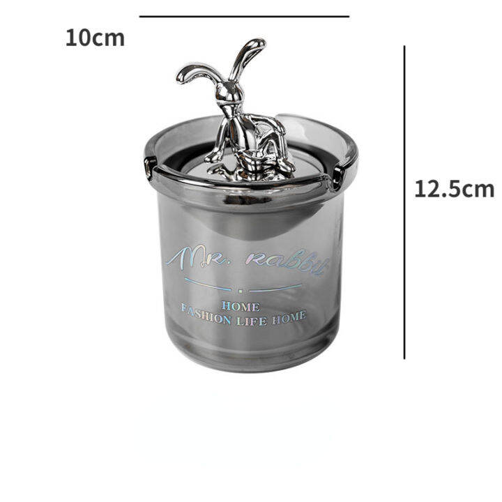 ที่เขี่ยแก้ว-electroplated-scandinavian-rabbit-ashtray-car-home-portable-ashtray-with-cover