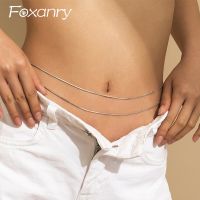 Foxanry Silver Color Double-layered Belly Waist Chain For Women Minimalist Fashion Sexy Summer Party Body Jewelry Gift Wholesale