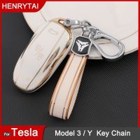 ✌ 2022 New Tesla Car Key Case Accessories For Model 3 / Y Smart Remote Key Cover TPU Full surround Protection Shell With Keychain