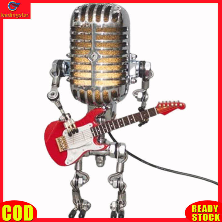 leadingstar-rc-authentic-retro-microphone-table-lamp-aluminum-alloy-microphone-robot-lamp-led-guitar-lights-for-home-decoration