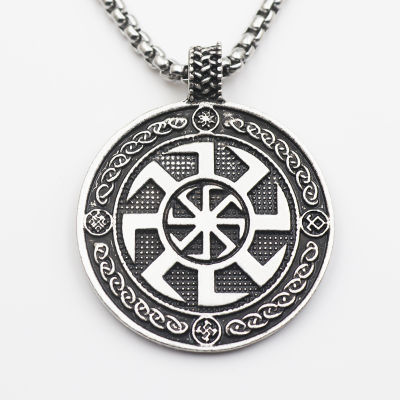 Fashion Retro World Tree Slavic Rune Pattern High Quality Metal Large Pendant Viking Style Necklace Jewelry Amulet Gift