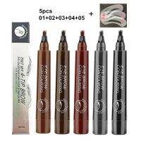 Stylo Sourcil 5pcs/set Eyebrow Pen Waterproof 4 Fork Tip Eye Brow Tattoo Pencil Long Lasting Natural lapiz de cejas