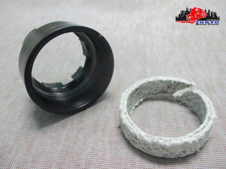 yamaha-chappy-lb50-lb80-connecting-joint-amp-gasket-set-black-เกลียวคอท่อ-สีดำ-และ-ปะเก็นคอท่อ