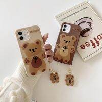 {L เคสซิลิโคนลายการ์ตูนสำหรับ IPhone 11 12 Pro Max กระเป๋าหมีสายคล้องคอแบบอิเล็กทรอนิกส์ Mini 6 7 8 Plus XR XS SE 2020