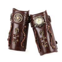 Steampunk ข้อมือยามย้อนยุควิศวกรรมเกียร์ยุคนาฬิกาหนัง Wrister เกราะยิงธนู P Rop เครื่องแต่งกายคอสเพลย์อะนิเมะอุปกรณ์เสริมผู้ชาย