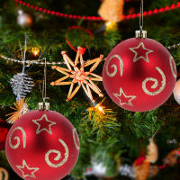 ROSENICE【Hot Sale】 6 ชิ้นเครื่องประดับบอลคริสต์มาส XMAS Tree Painting Balls Xmas Tree Decorations สำหรับคริสต์มาส