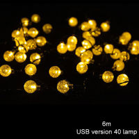 TENG ไฟราวกลางแจ้ง80 LED ลูกโลกคริสตัลพร้อมไฟ USB กันน้ำสำหรับตกแต่งสวนงานปาร์ตี้