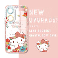 คริสตัล Hello Kitty สำหรับ A1 OPPO 5G F23 5G A98 5G กันกระแทกของแท้การ์ตูน Hello Kitty สำหรับเด็กผู้หญิงเด็กผู้ชายปลอกอ่อนคลุมทั้งหมดเคสมือถือใสป้องกันกล้อง