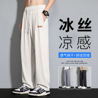 Draping Effect Loose Ice Silk Leggings Mens Straight Summer Trendy All-Match Pu Shuai Wide Leg Leisure Mop Pants Men