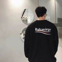 Blenciagaฝึกสอนสุดยอดเสื้อกันหนาวคอกลมระดับไฮเอนด์สำหรับผู้ชายและผู้หญิงมีลายพิมพ์ฤดูใบไม้ผลิและฤดูใบไม้ร่วงสำหรับคู่รักเสื้อลำลองอเนกประสงค์