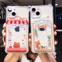 BGF Cartoon Wallet Card Holder iPhone 14 13 12 X XR XS 7 8 Transparent Shockproof