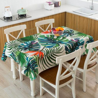 New Nordic Style Tropical Green Leaves Monstera Flamingo Table Cover Waterproof Table Cover Home Kitchen Tablecloth Tapete Mesa