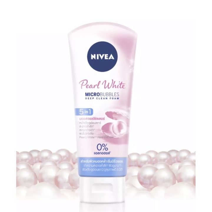 nivea-นีเวีย-ไวท์-เพิร์ล-มัด-โฟม-ล้างหน้า-โรซี่-ฮอกไกโด-โรส-วิป-โฟม-ขนาด100กรัม