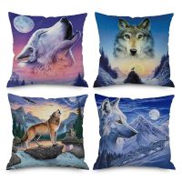 （ALL IN STOCK XZX）Nordic animal wolf dolphin short plush pillowcase with polyester decoration Throwing Pillow Square-1   (Double sided printing with free customization of patterns)