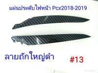 ฟิล์ม เคฟล่า ลาย ถักใหญ่ดำ  แผ่นประดับไฟหน้า Pcx 2018-2019  #13 ลดล้างสต็อค