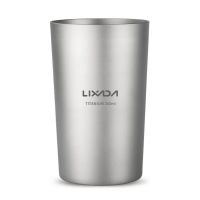 Lixada Double Wall Titanium Cup Water Juice Tea Cup Mug for Home Office Camping Hiking Backpacking