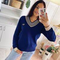 2021 casual Autumn winter V Neck Knitted Pullovers Women loose basic Sweater Solid Color Jumpers female sweater top