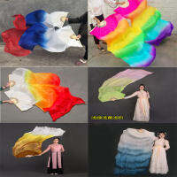 New Customized 100 Real Silk Belly Dance Fan Veils 1pair2pcs Bamboo-Ribs Stage Dancing Fan for WomenGirls 1.5m1.8m2.1m