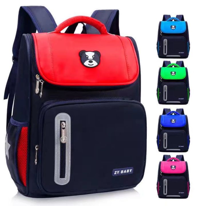 กระเป๋านักเรียนสำหรับเด็ก-1-6-กระเป๋าพื้นที่ชั้นป้องกันกระดูกสันหลังนักเรียนรถเข็นกระเป๋านักเรียน