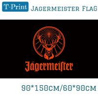 3x5ft Custom Flag Black Jagermeister Flag With Black Sleeve Activity Polyester Banners Flying For Bar Party  Power Points  Switches Savers