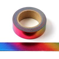 เทปกาวสำหรับโรงเรียนสมุดแพลนเนอร์ Rainbow Washi แข็ง10ชิ้น/ล็อตฟอยล์เทปมาส์คหน้าโรงเรียนและอุปกรณ์สำนักงานน่ารัก