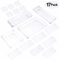 Desk Drawer Organizer Desk Drawer Organizer Tray Dividers 17 Pieces Storage Tray for Makeup Jewelries Utensils in Bedroom Office and Kitchen consistent