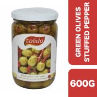 New arrival?? ( x 1 ชิ้น) ?Tolido Green Olives Stuffed with Peppers 600g ++ โทลิโด้ มะกอกเขียวยัดไส้พริกไทย 600 กรัม