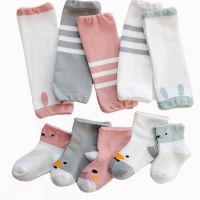 【Ready】? Baby socks set spring and autumn 0-1 years old 3 children anti-fall leggings knee pads floor crawling toddler socks set