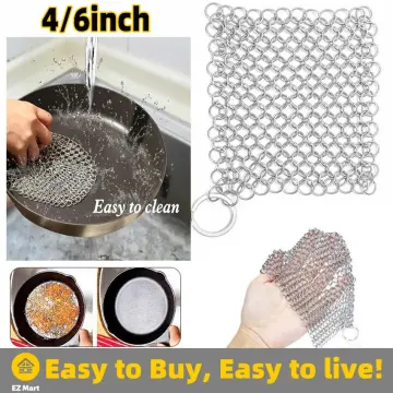 2pcs 4in Stainless Steel Scrubber Cast Iron Cleaner Kitchen