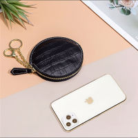 Multifunctional Leather Earphone Bag Coin Purse Round Key Bag Mini Card Bag Crocodile Pattern Design Niche Coin Purse