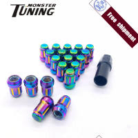 จัดส่งฟรี M12xP1.5/1.25 20 pcs Groove รถล้อ Lug Nuts Anti-theft Security Nuts โลหะผสมเหล็กปิด-lihanrui