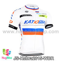 เสื้อจักรยานแขนสั้นทีม Katwa 2015 สีขาวน้ำเงินแดง