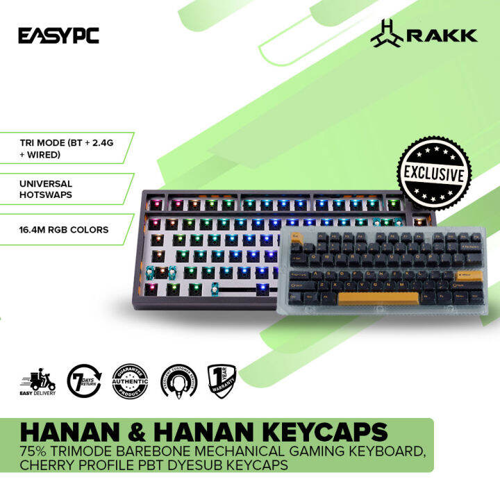 EasyPC RAKK HANAN 75 Trimode Barebone Mechanical Gaming Keyboard Bundles Wireless Keyboard