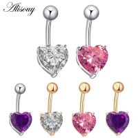 【CW】 Alisouy 1pc CZ Navel Belly Rings Plated Piercing Jewelry