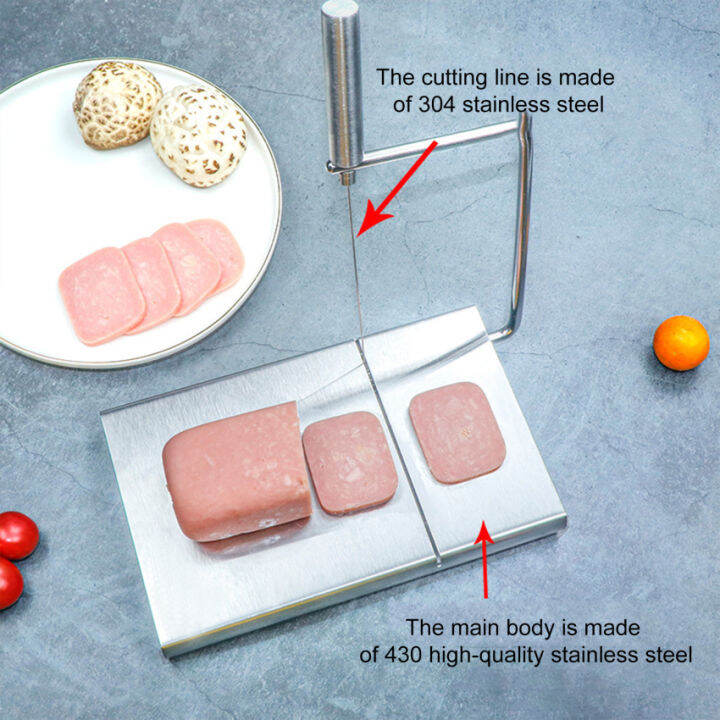 เขียงเครื่องตัดชีสตัดเหล็กกล้าไร้สนิมแฮมไส้กรอกพร้อมแกดเจ็ตสำหรับครัวตัดลวด