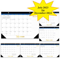 2023.7-2024 12ตัวจัดวางแผนสำหรับโต๊ะรายปีการตกแต่งรายเดือนแบบ Dual Daily Scheduler ปฏิทินตั้งโต๊ะเดสก์ท็อป