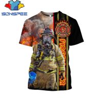 Summer Tee Men Cool T shirt 3D Print Firefighter Fireman Short Sleeve T-shirt Womens Casual Fashion Streetwear Oversized Tshirt