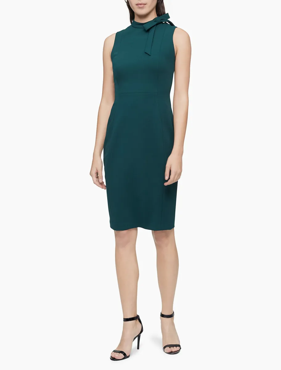 Đầm Nữ Calvin Klein Bow Neck Sleeveless Sheath Dress Malachite 