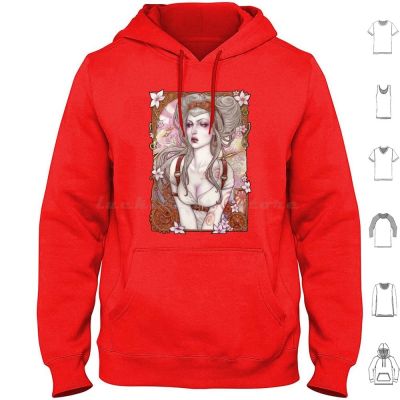Steampunk Sexy Pin Up Hoodie cotton Long Sleeve Dollmaker Airship Steampunk Up Halloween Sexy Empowerng Art Size XS-4XL