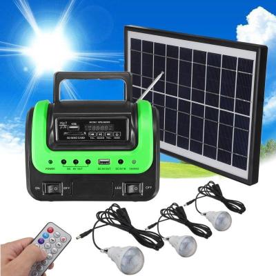 SOLAR Home System เครื่องกำเนิดไฟฟ้าวิทยุ MP3 ไฟฉายพลังแสงอาทิตย์ Mobile Power Supply สีเขียว
