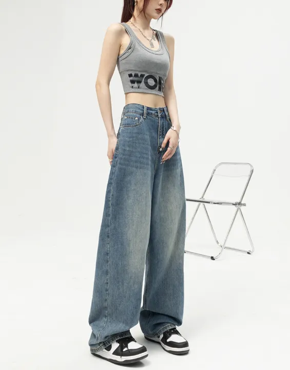ief-กางเกงขายาว-กางเกงยีนส์สีน้ำเงินย้อนยุคของผู้หญิงกางเกงเอวสูงตรงกางเกงถูพื้น-กางเกงคาร์โก้ญ-2023