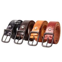 [COD] Manufacturers wholesale genuine leather belt mens retro style all-match smooth top layer cowhide vegetable tanned pin buckle