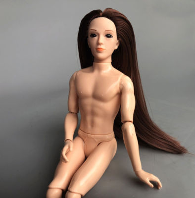 3D Eyes Boy Doll with 14 joint moveable Super Long Hair Nude Naked Doll boyfriend for Boy Bridegroom OB Ken Doll XMAS