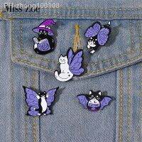 Purple Butterfly Cats EnamelPinsCustomWitchcat BroochesInsect LapelBadgesAnimalJewelryGiftforKidsFriends